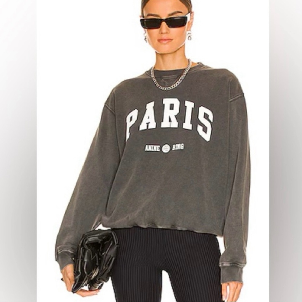Anine Bing Ramona University Paris Sweatshirt Visit Charcoal Paris Sweatshirt
